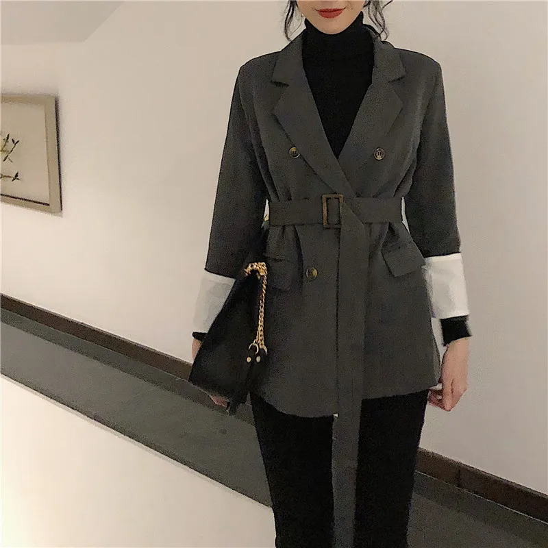 

Spring New Fashion 2019 Blazer Jacket Women Office Lady Suit Casual Business Female Blazer Coat with belt Outer Wear