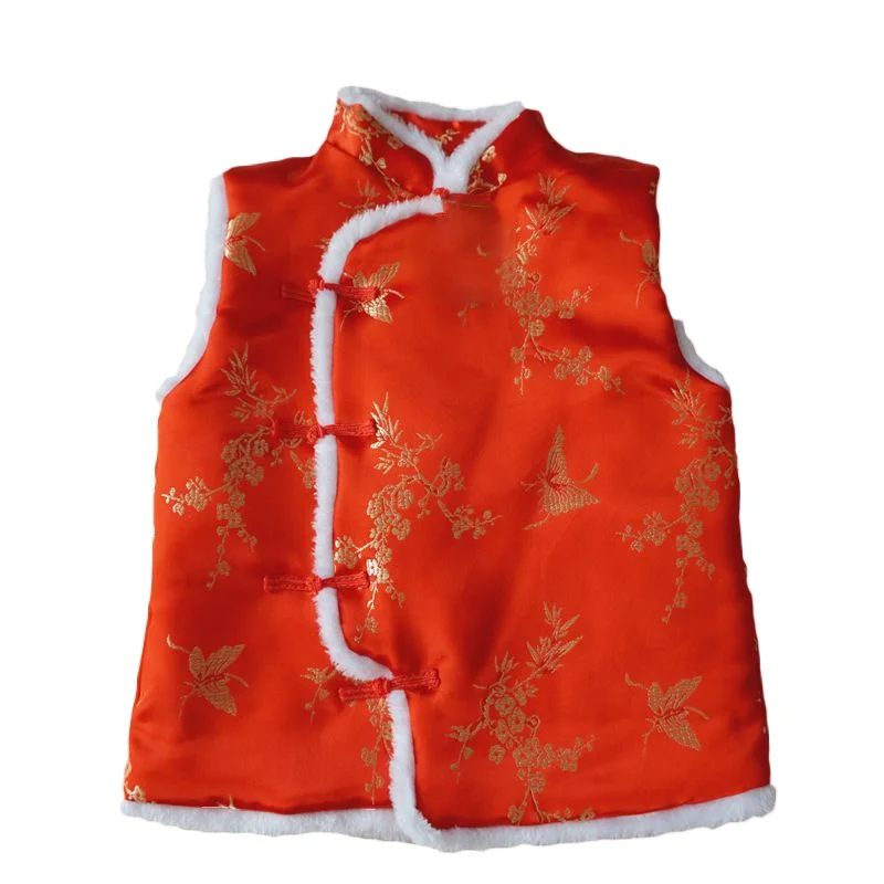 Детская жилетка Новогодняя одежда для мальчиков и девочек в китайском стиле зима осень теплая верхняя одежда пальто Дети Тан костюм жилет От 1 до 5 лет