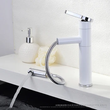 

basin that wash a face higher white hot and cold water tap Universal rotating bathroom counter basin tap up and down