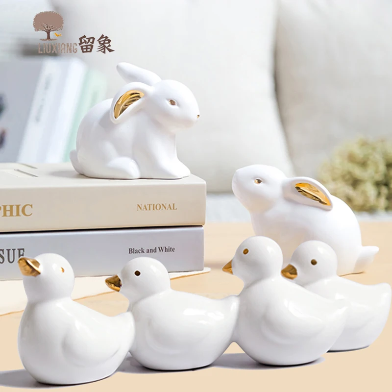 

Home Decoration Accessories Rabbit Decoration LX Rabbit Home Decor Figurine Office Ornament Duck Gift Living Room Ornaments