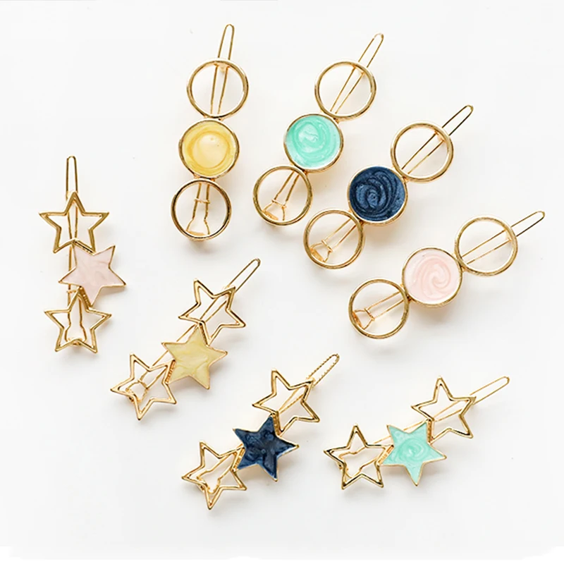 

Korea Fashion Acetate Round Star Alloy Hair Clip Hair Ornament Hairpin Barrette Fashion Hair Styling Accessories For Women