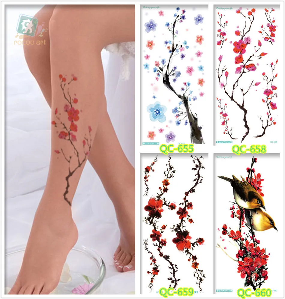 Tribal-Tattoos New-2016-Colorful-Flower-tree-font-b-tattoo-b-font-design-temporary-font-b-tribal-b