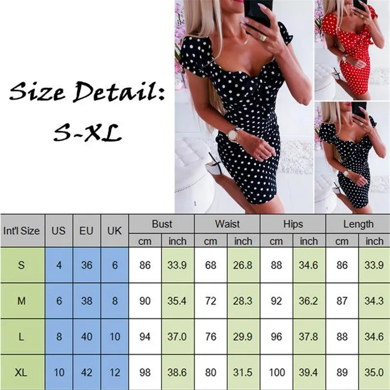 Женское короткое платье в горошек с коротким рукавом и бантом|Платья| |