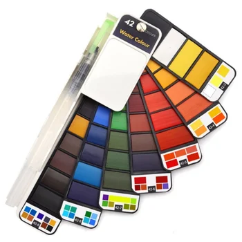

18/25/33/42 Colors Paint Set Professional Foldable Watercolor Paint Set With Brush Foldable Travel Color Pigment For Painting