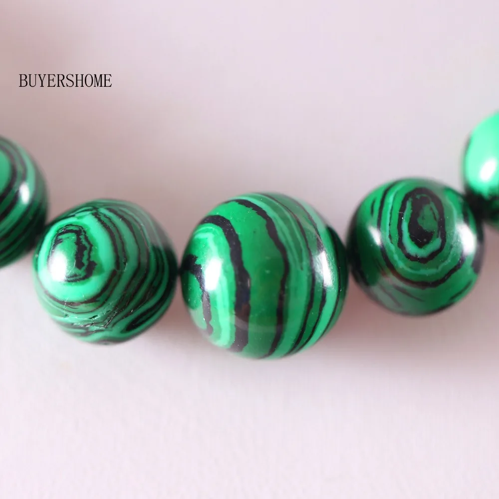 Модные ювелирные изделия круглые бусины зеленый Малахит ожерелье 1" 1 шт E303
