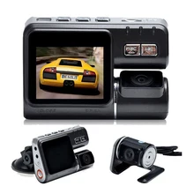 Двойной объектив Автомобильный видеорегистратор камеры I1000 Full HD 1080 P 2.0 “ЖК-регистраторы + 8 ИК-свет ночного видения H.264 поворотный объектив видеомагнитофон