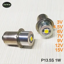 Polarity-Free 1w P13.5s 3v 4.5v 6v 7v 9v 12v 15v LED flashlight torch bulbs with Epister chips led flashlight bulb light 1watt