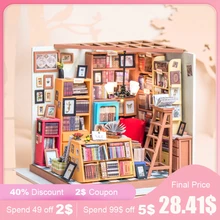 Robud DIY деревянный дом Миниатюрный Кукольный дом наборы мини кукольный домик с мебельной игрушкой для детей подарок для девочки-Sam Study DG102