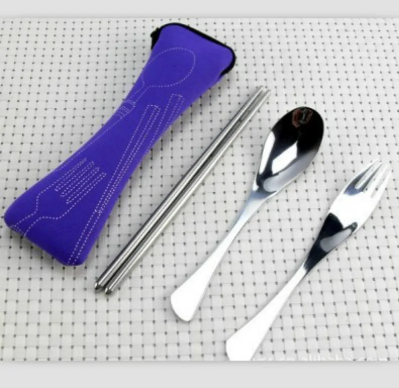 New Stainless Steel Dinner Set Portable Spoon/Fork/Chopsticks Travel