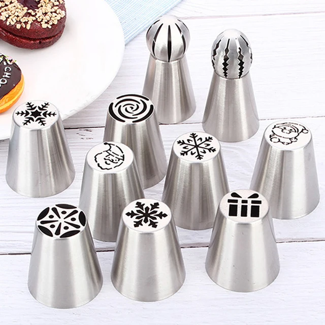 10Pcs Christmas Style Pastry Nozzle Set Santa Claus Christmas Tree