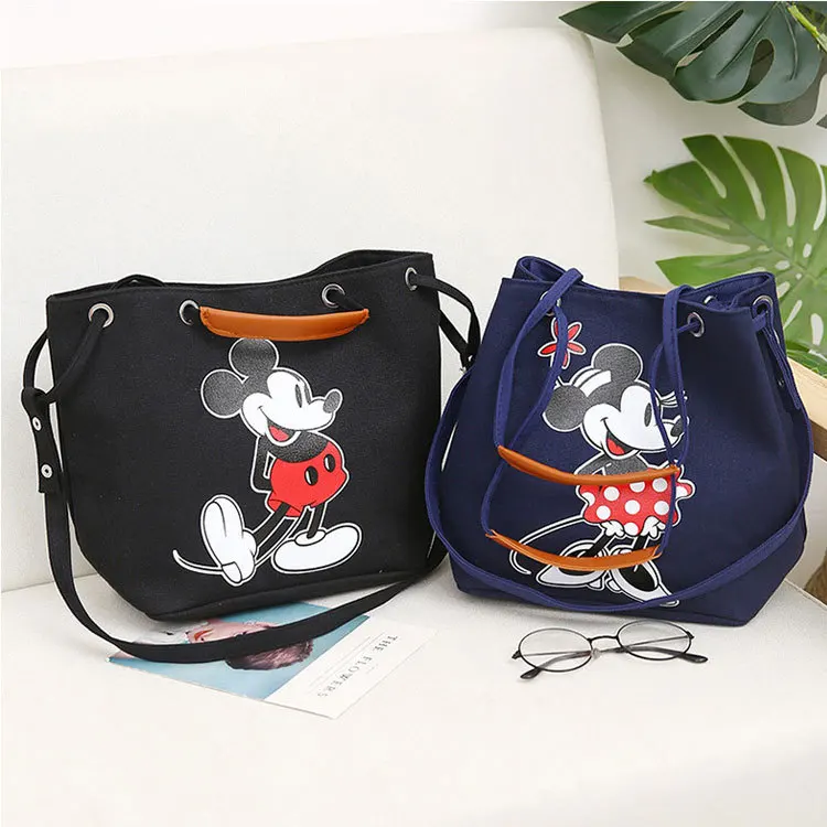 

Disney female shoulder bag Fashion canvas bag Mickey mouse lady handbag large capacity minnie casual shoulder bag shopping