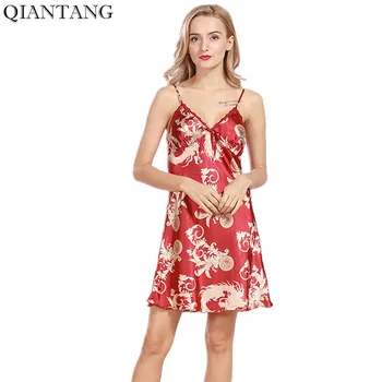 

New Fashion Style Women's Faux Silk Robe Nightdress Summer Bath Gown Sleepwear Bathgown Mujer Pijama Size M L XL Y8847