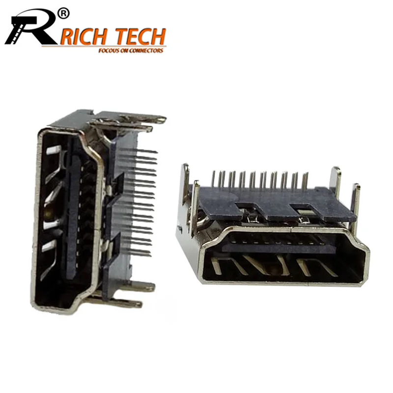 

10pcs/lot HDMI 19Pin/F 90 PCB Mount Connector HDMI Female Right Angle Adapter 19 Pin 1.8mm Length HDMI Splitter/Switch
