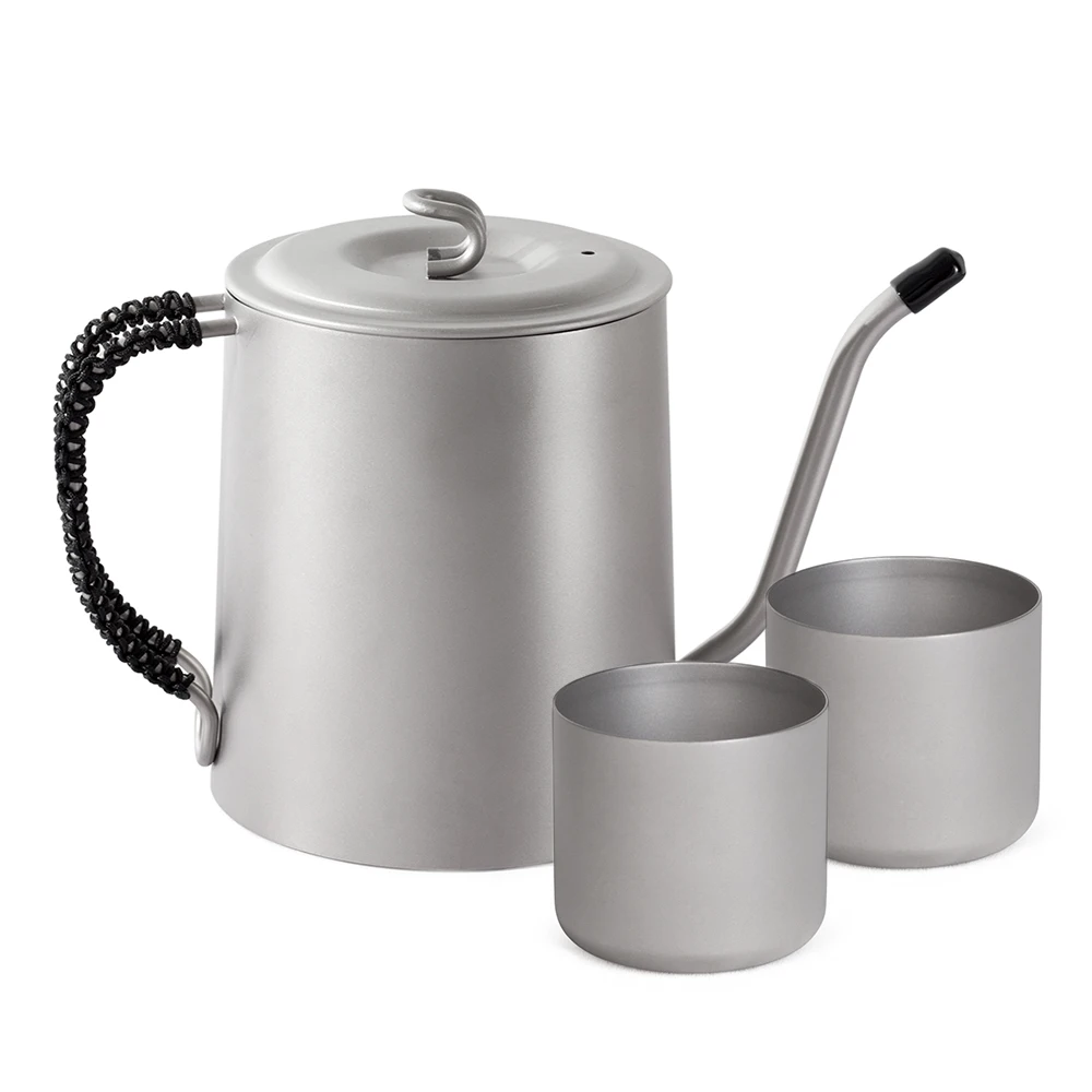 

Ultralight 950ml Titanium Tea Kettle Long Narrow Spout Coffee Maker Pot Outdoor Camping Backpacking Tableware