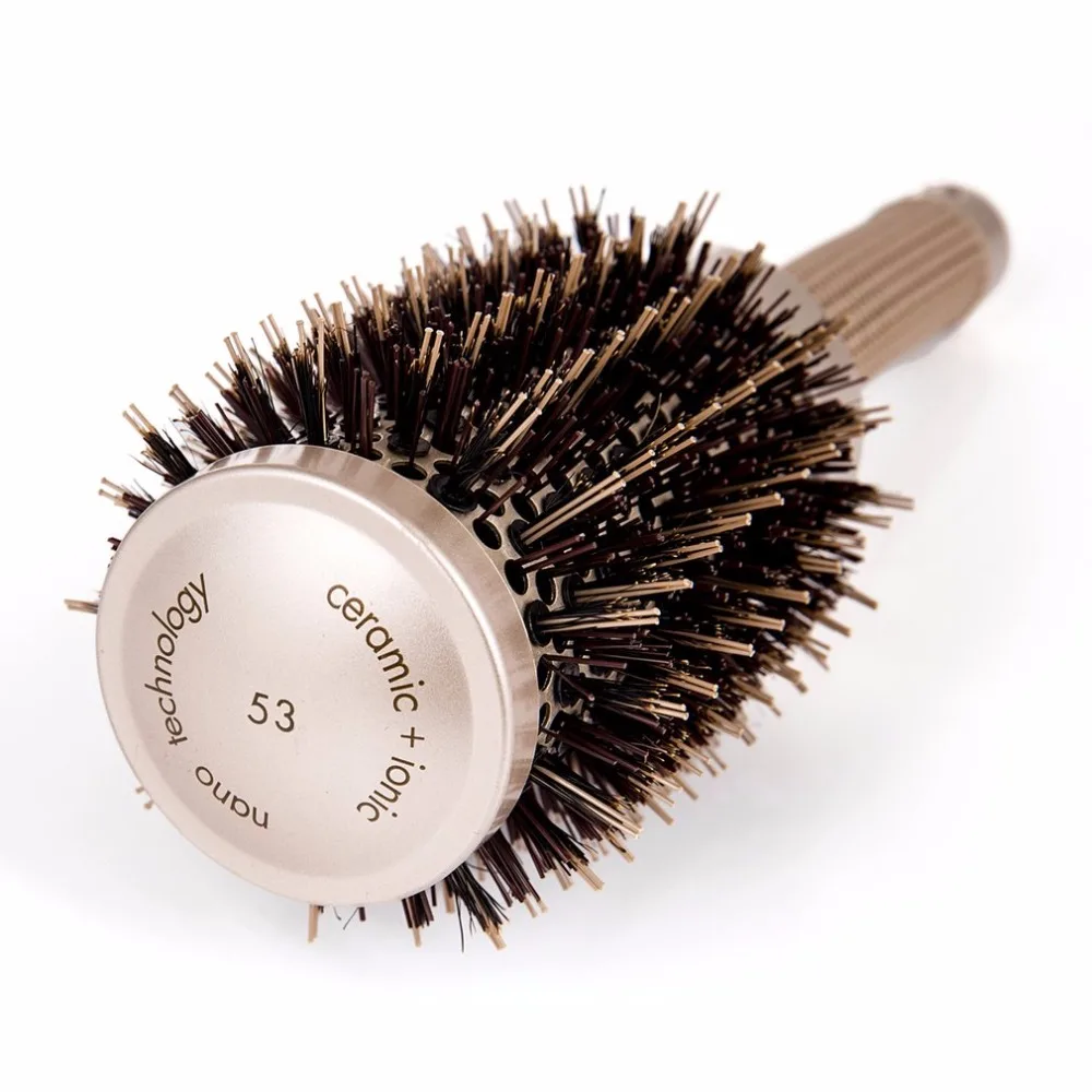 Керамическая алюминиевая щетка для волос круглая расческа нейлоновая щетина для волос Профессиональные парикмахерские расчески парикмахерская расческа для укладки золотистый