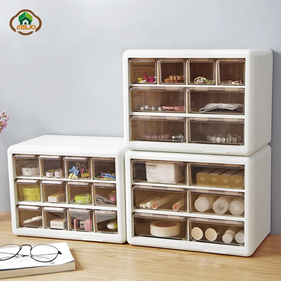 

MSJO Storage Box 6/8/12 Grids for Desktop Plastic Organizer Box Makeup Organizer Jewelry Case Home Sundries Drawer Storage Box