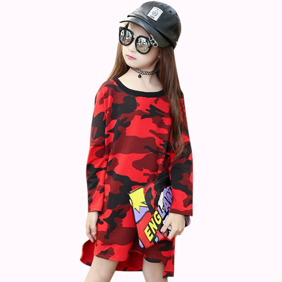 

Dresses For Girls Camouflage Dress Kids Long Sleeve Autumn Girls Dress Spring Kids Top Casual Teenage Girl Costume 6 8 12 Years