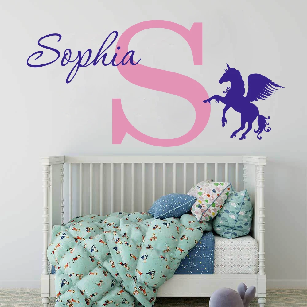 unicorn name wall decal