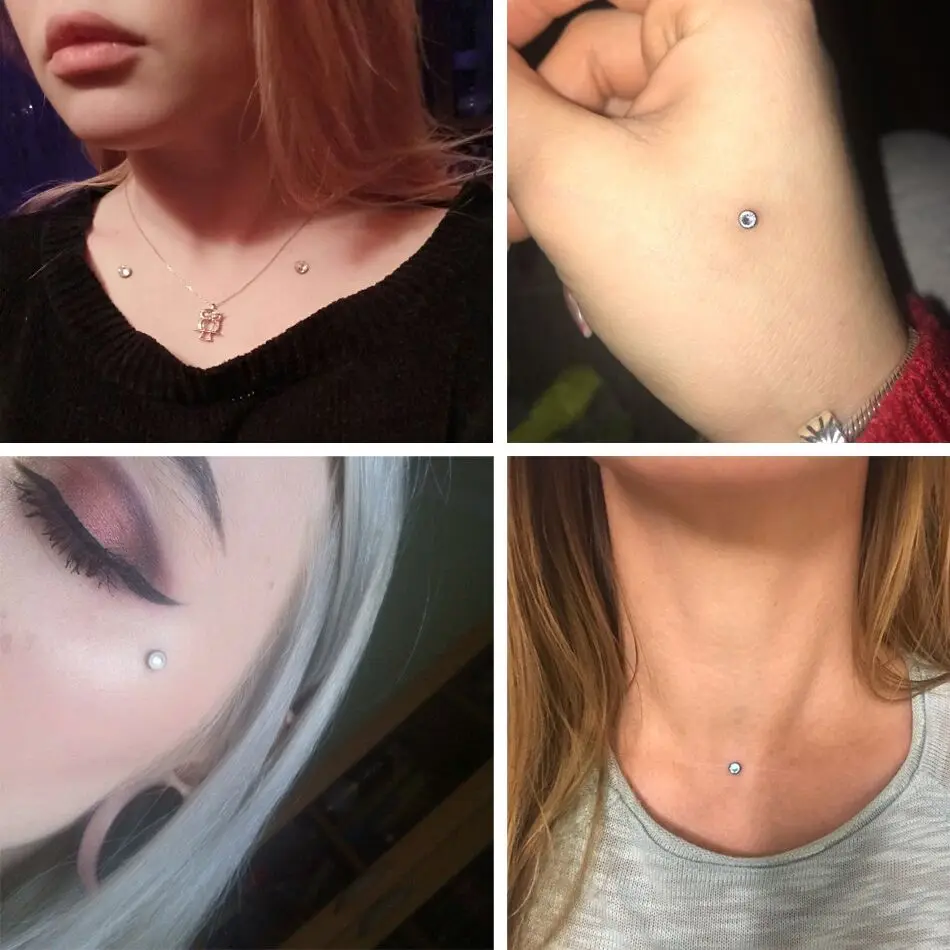 Titanium Microdermal Piercing Surface Internally Threaded Gem Ends Dermal Skin Diver Hide in Medusa Piercing 1PC Body Jewelry piercing jewelry body piercing jewelry body jewelry