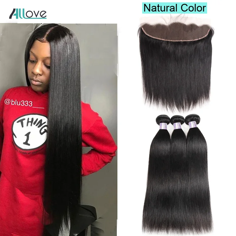 Allove 613 пряди блонд с фронтальной застежкой перуанские прямые волосы Remy