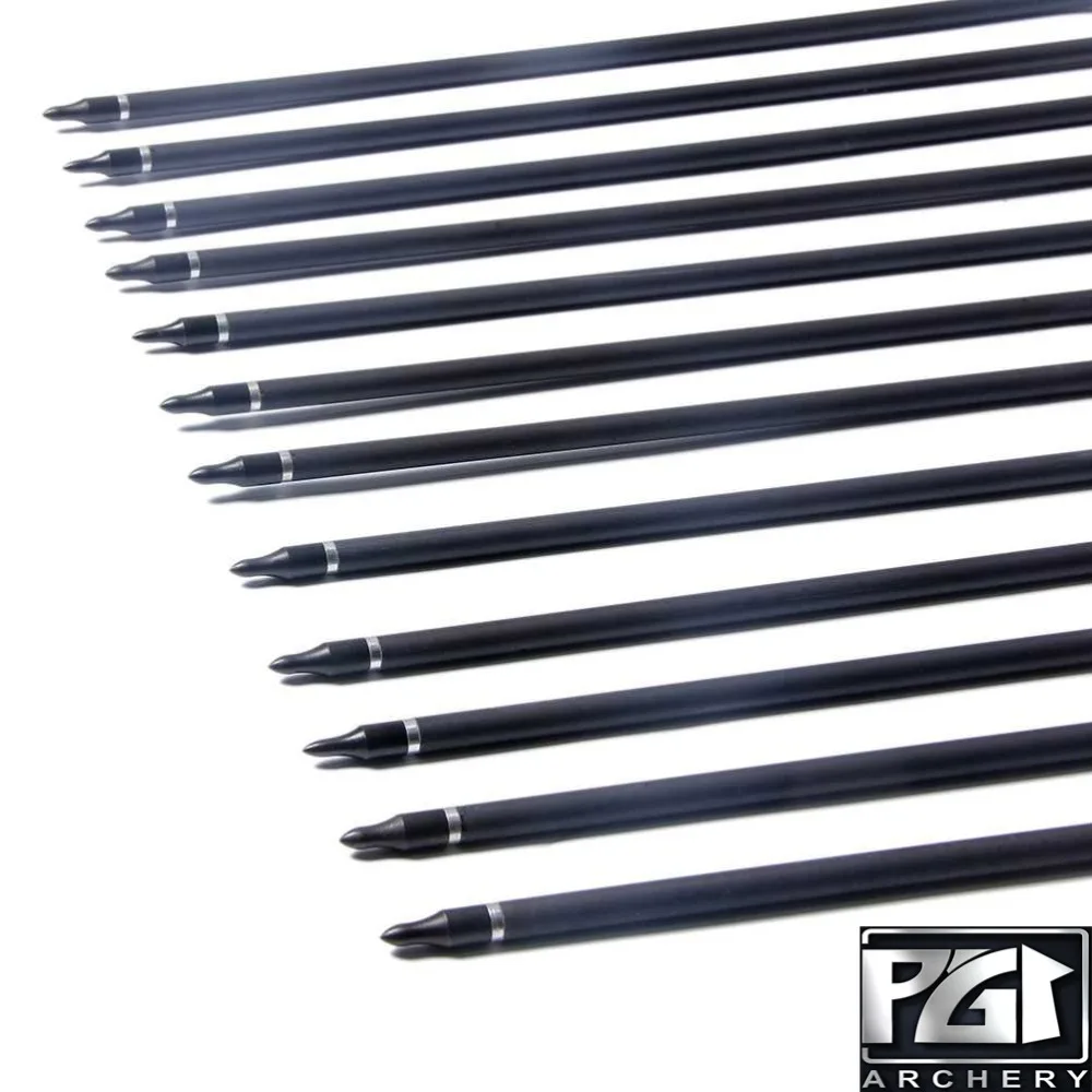 PG1ARCHERY 6/12/24 PCS 28/30/31 Inches Carbon Arrow Practice Hunting Arrows with Removable Tips for Compound & Recurve Bow 