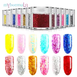 MYBORMULA 1 коробка 3D ногтей свет смешанный градиент Красочные Nail порошок с блестками порошок для ногтей Nail Glitter украшения