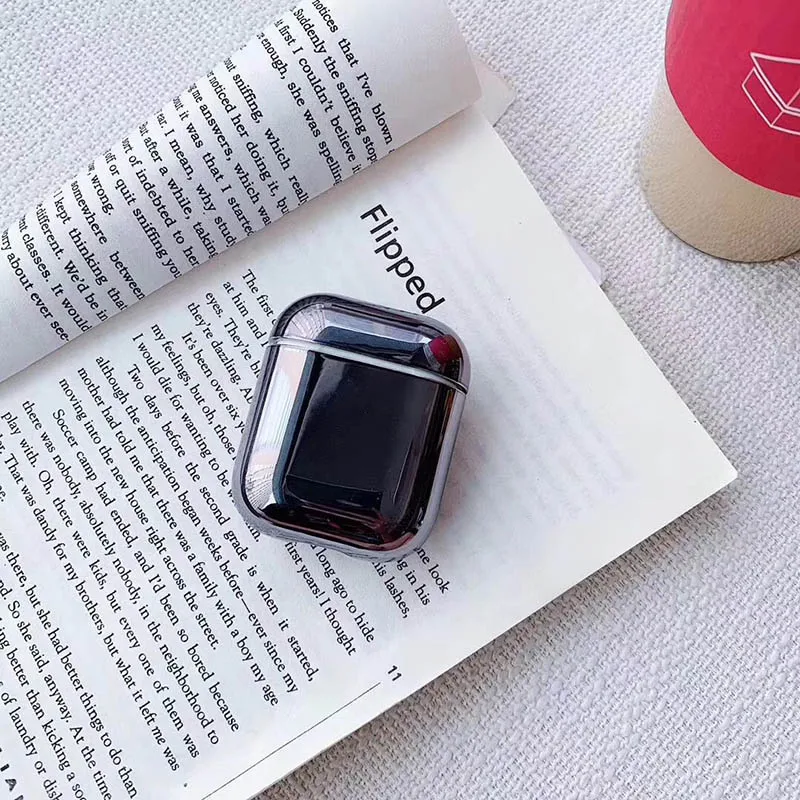 Горячее покрытие, золотой блеск, Жесткий Чехол для зарядки наушников, чехол, сумка для Apple AirPods 1 2, роскошный блестящий чехол для гарнитуры с Bluetooth - Цвет: Черный
