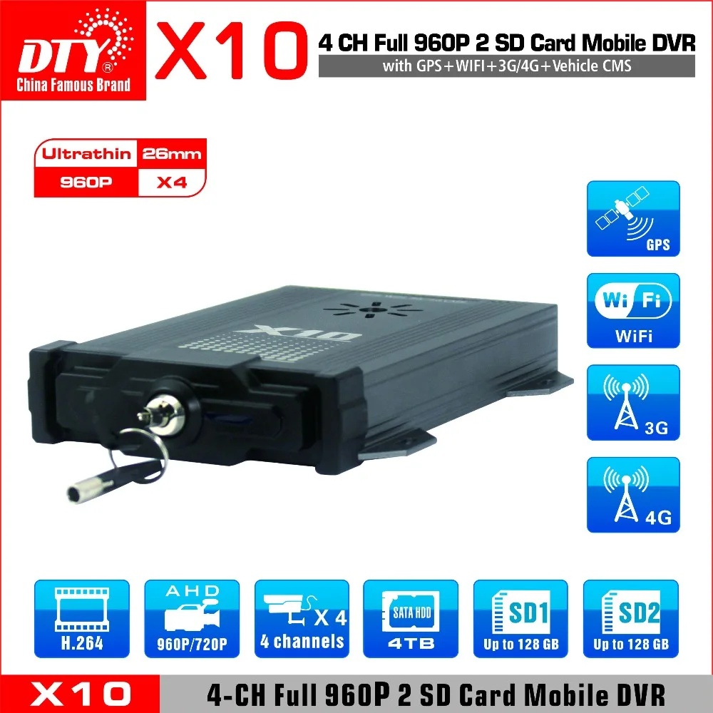 X10 Basic Прямая поставка с фабрики 4 канала 720 P двойная sd карта Автомобильный
