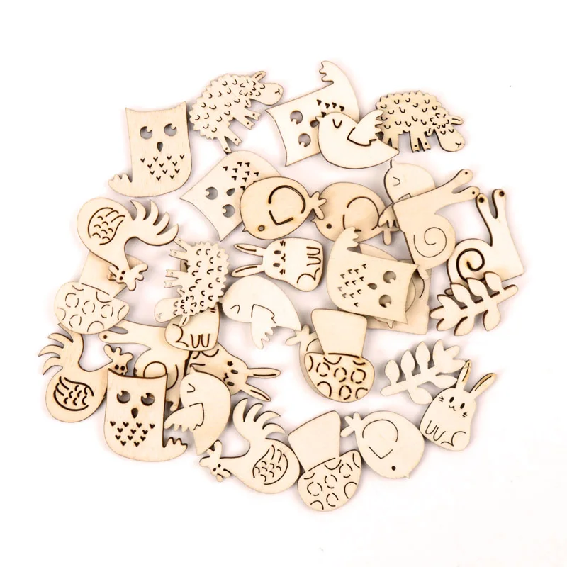 Easter Egg Wooden Buttons Decorative Two Holes Eggs Shape Geometric 30mm 20pcs