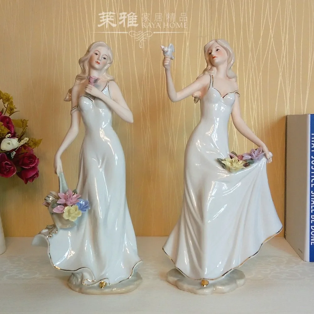 ceramic rural sister girls lady figurine home decor crafts room