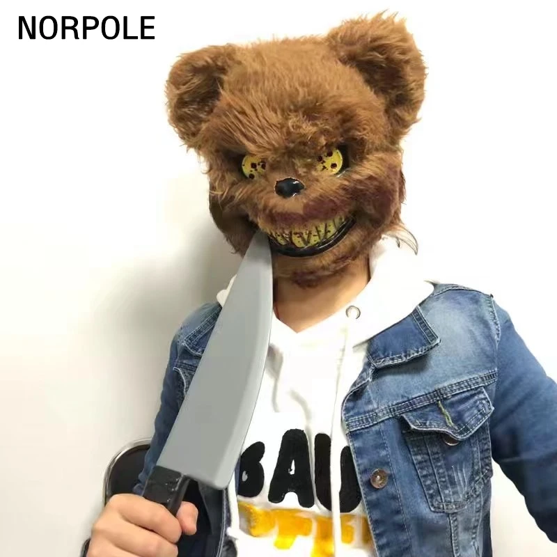 

Teddy Bear Mask Plush Plastic Full Face Masks Toy Scary Killer Adult Evil Psycho Halloween Costume Fancy Dress Party Mask