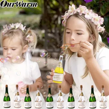 

OurWarm Wedding Bubbles Bottle Wedding Favour Mini Champagne Green Transparent Water Soap Bottle 12pcs for Birthday Baby Shower