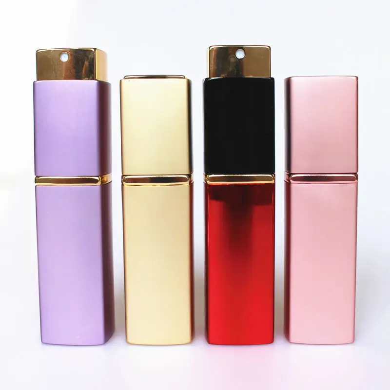 

1PC 1PC Luxury 20ml Square Empty Perfume Bottle Aluminium Refillable Bottle Portable Metal Spray Atomizer 4colors