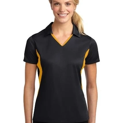Sport-Tek LST655 Ladies Side Blocked Micropique Sport Wick Polo Black & Gold - Extra Large (1)