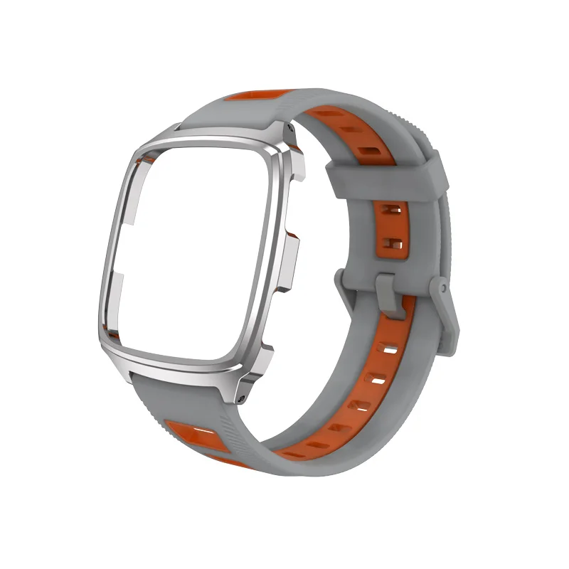 Mijobs Силиконовый Браслет для Fitbit Versa Lite Band смарт-часы для Fitbit Versa чехол Защита браслета аксессуары браслеты - Цвет: Midnight Blue Orange