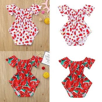 

New Baby Girl Boy Clothes Watermelon Infant Newborn Bodysuit Toddler Off-Shoulder Romper Jumpsuit Suit Outfits Wholesale боди