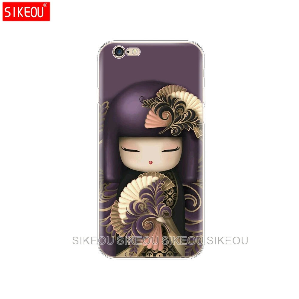 Силиконовый чехол для телефона Iphone 6X8 7 6s 5 5s SE Plus 10 XR XS Max kawaii Japanese Kokeshi Doll|Бамперы| |