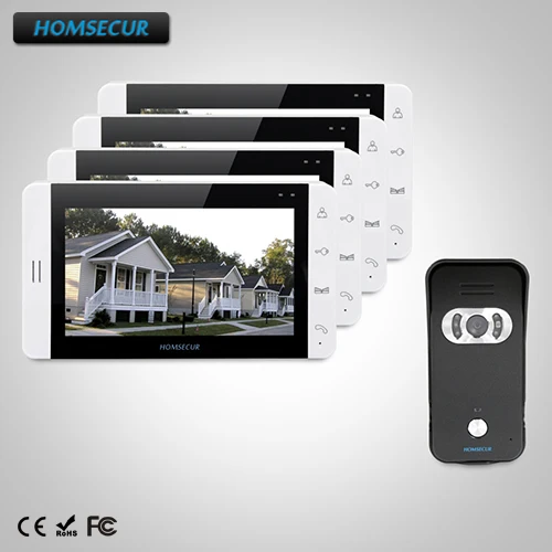 

HOMSECUR 7" Wired Video&Audio Home Intercom+Dual-way Intercom for House/Flat 1C4M : TC021-B Camera(Black)+TM703-W Monitor(White)