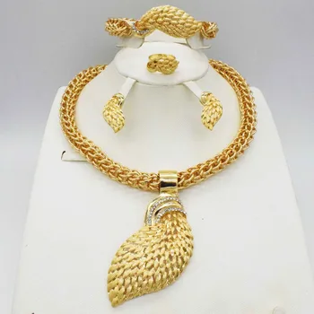 

HOT Fashion jewelry set Nigeria Dubai gold-color African bead jewelry wedding jewelry set african beads jewelry sets