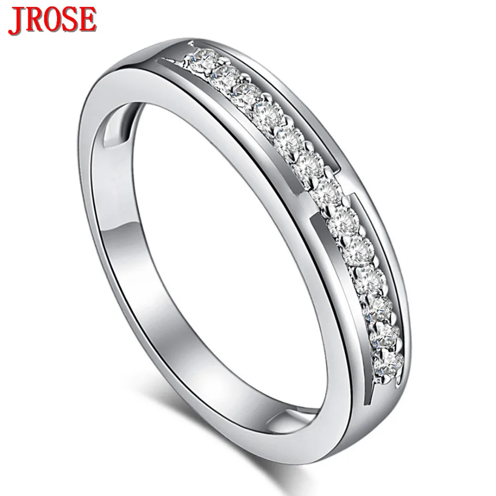 JROSE Wholesale Wedding White CZ 18kt White Gold Plated Couple Rings For Women Size 6 7 8 9 10 ...