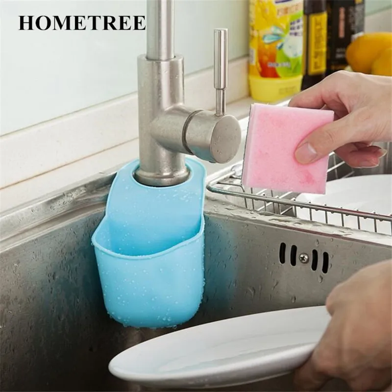 

HOMETREE Creative Pouch Button Sink Racks Kitchen Storage Bag Sponge Hanging Basket Multi-purpose Drain Rack Kitchen Tool H486