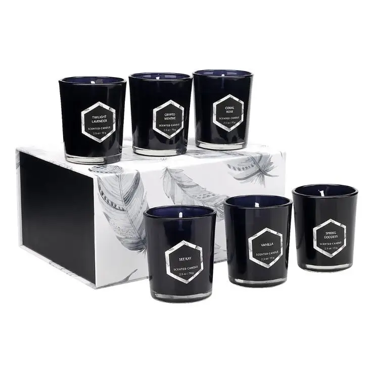 

six-piece suit Soy Wax Plant essential oils smokeless Scented glass Aromatherapy candles gift A102