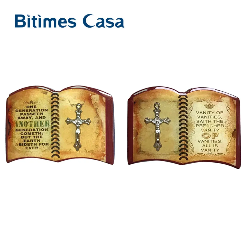 Bitimes 2 шт./лот магниты на холодильник Библии книга форме крест эпоксидной Магнитный холодильник Стикеры Imanes украшения дома