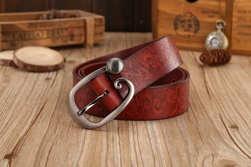 Raycoon Blue Thin Belts for Women jeans Cow Genuine leather belt woman Second layer cowhide Fashion Pin buckle strap female