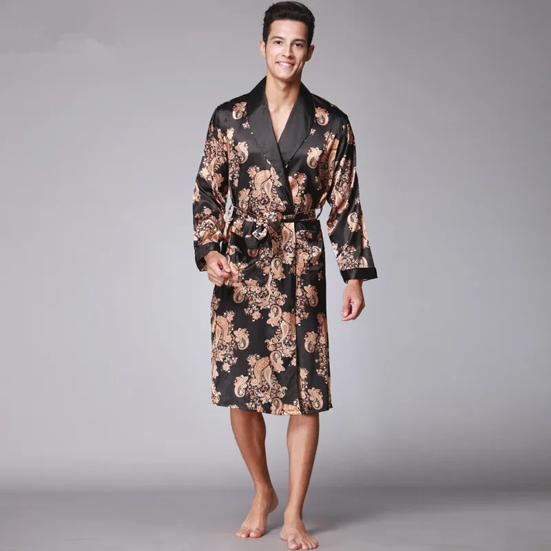 PLUS a righe da uomo con cappuccio morbido vestaglia Lounge Robe Wrap XL XXL 3XL