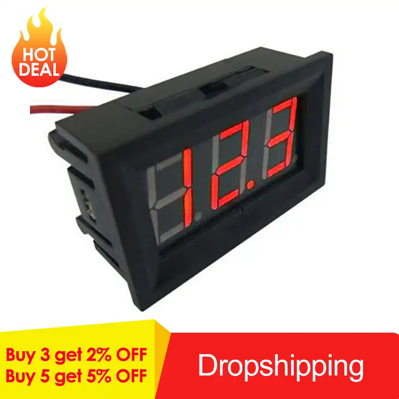 Mini 0.36in DC 2.4V-30V 2-Wire LED Digital Display Panel Battery Voltmeter