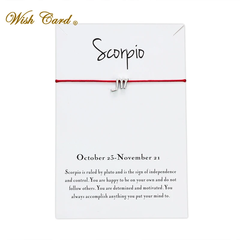 

Wish Card Scorpio Star Symbol Lucky Bracelet for Women Handmade Adjustable Red String Rope Bracelets CN128