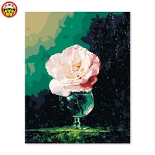 Цифровая картина маслом винная чашка розовый цветок