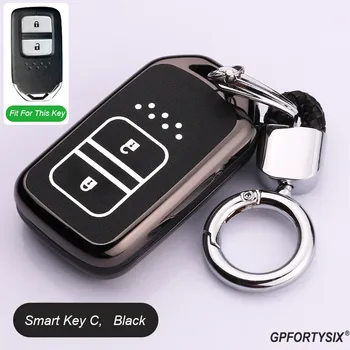 

Zinc Alloy+Luminous Leather Case Car Emblem Key Case Cover Shell Keychain For Honda Spirior Fit Civic Accord City CB400 CRV Jazz