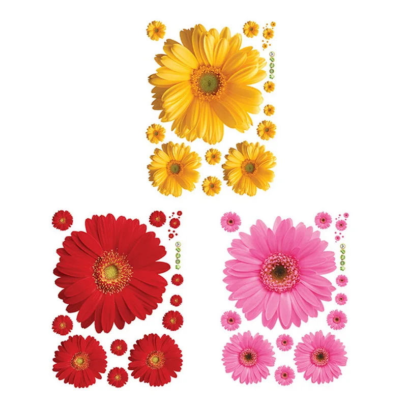 

Daisy Flowers Wall Stickers DIY Removable PVC Decals Yellow Red Pink For Window Decor Bedroom Wall Stickers Decorations
